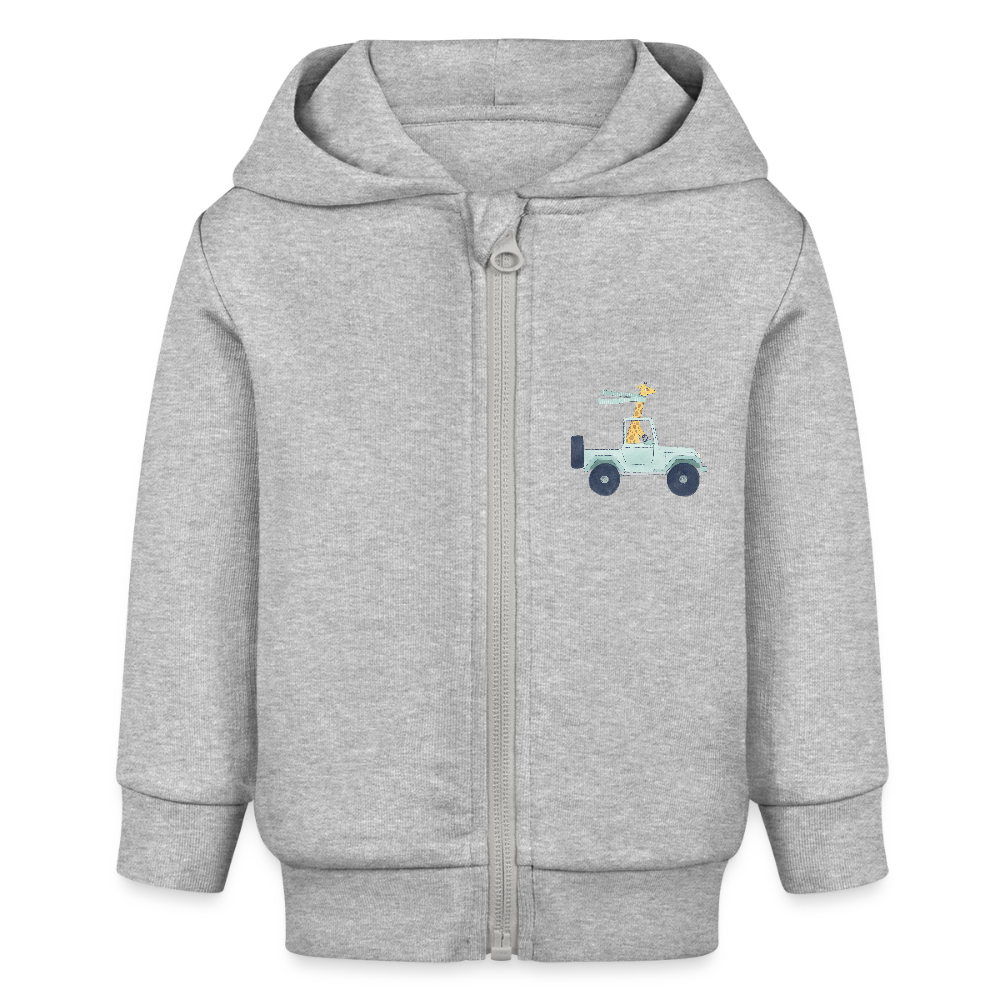 Bio Zip Hoodie Giraffe in Jeep - Grau meliert