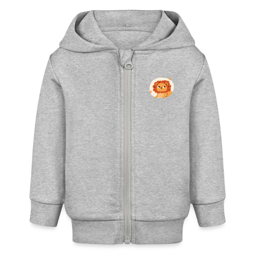 Baby Bio Hoodie mit Reißverschluss Löwe 02 - Grau meliert