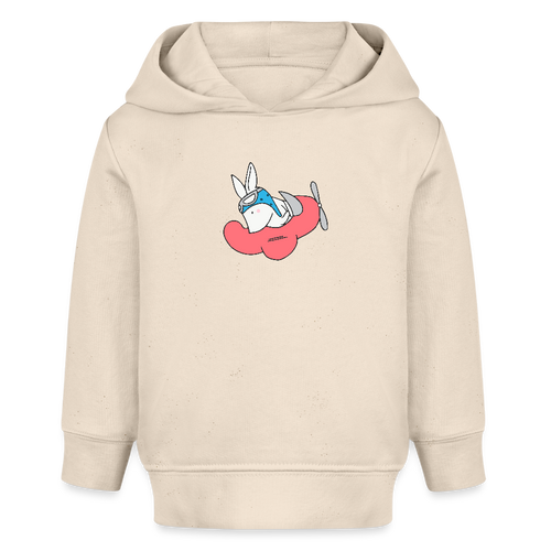 Bio Hoodie BABY CRUISER Little rabitt in airplane - Weißgrau