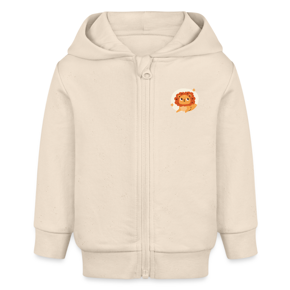 Baby Bio Hoodie mit Reißverschluss Löwe 02 - Weißgrau