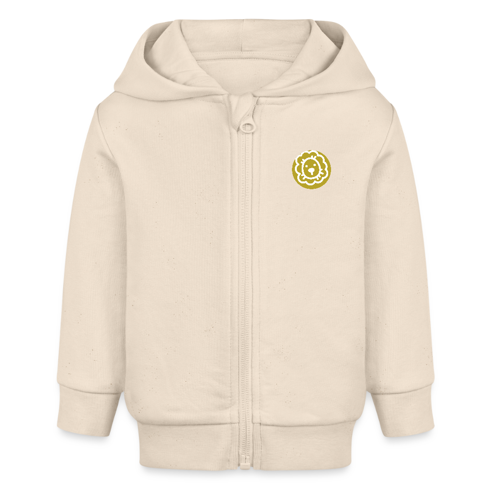 Baby Bio Hoodie mit Reißverschluss Löwe - Weißgrau