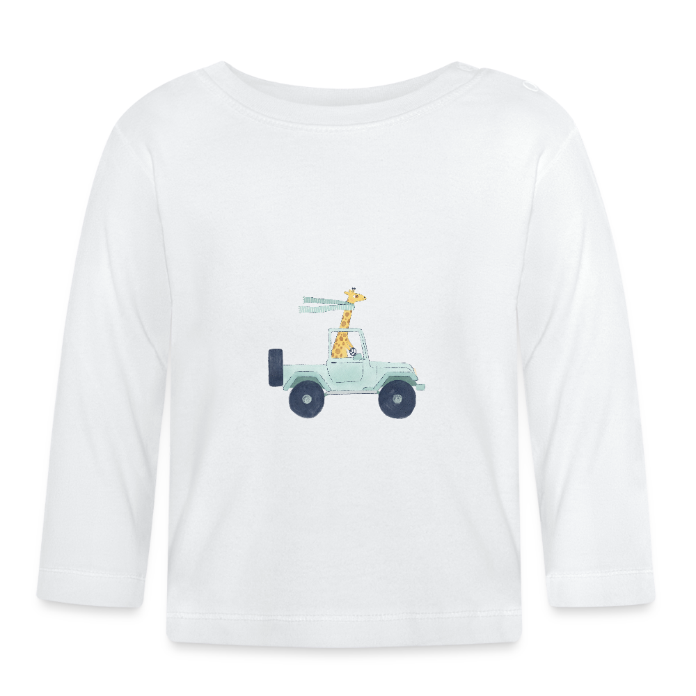 Baby Langarmshirt Giraffe in Jeep - Weiß