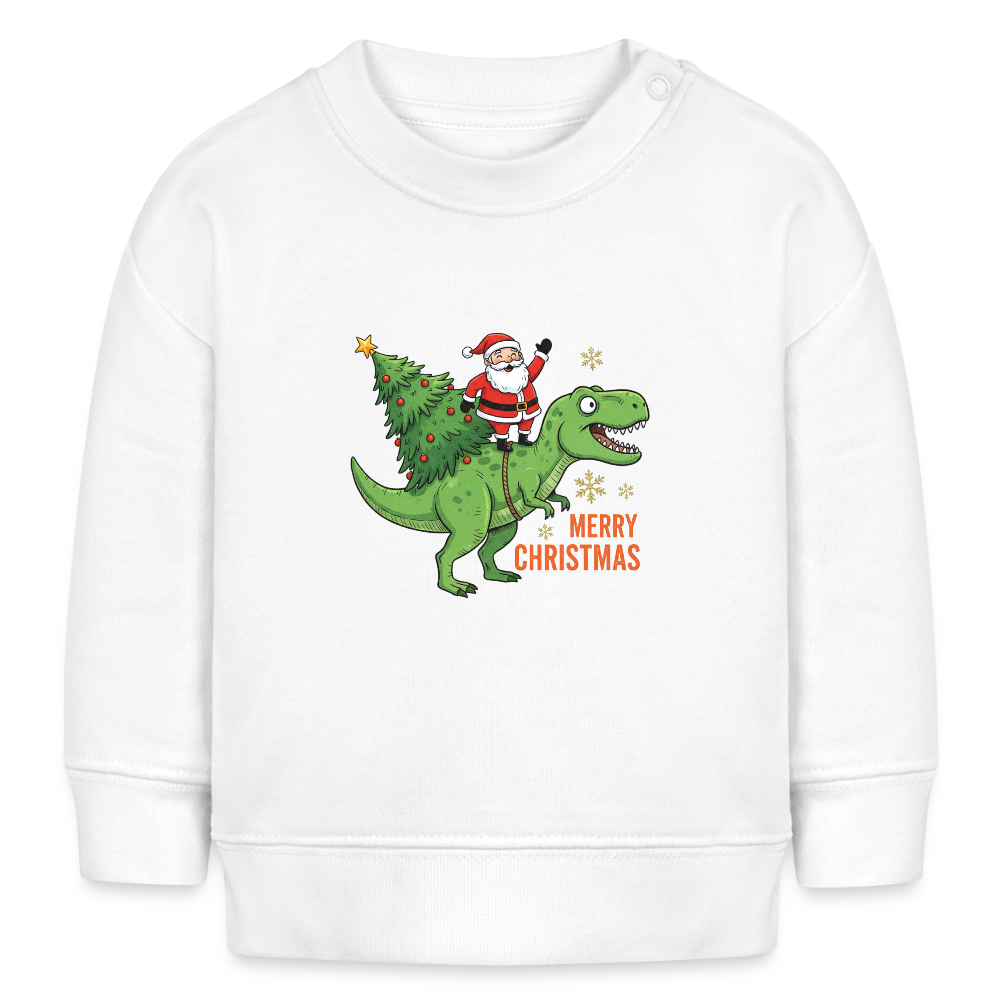 Bio-Sweatshirt Merry Xmas DINO - Weiß
