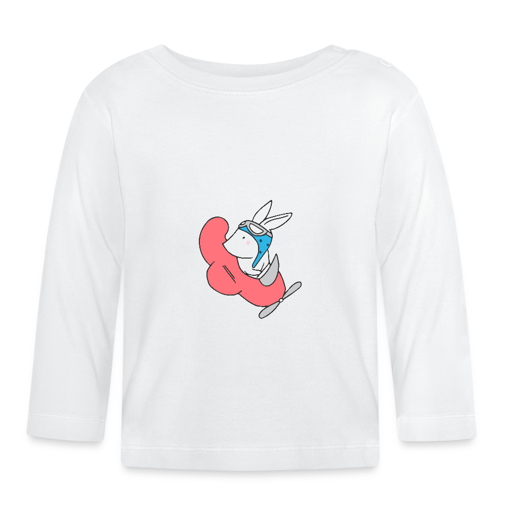 Baby Langarmshirt Rabbit in Airplane - Weiß