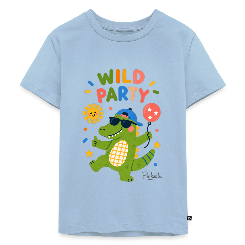 Kinder Premium T-Shirt Wild Party Krokodil - Hellblau