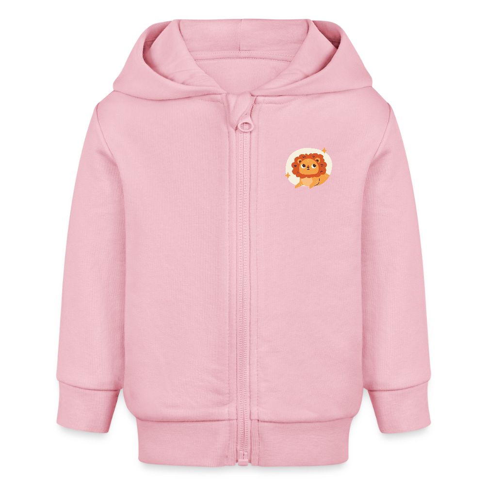 Baby Bio Hoodie mit Reißverschluss Löwe 02 - Hellrosa