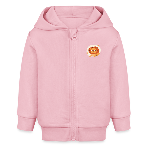 Baby Bio Hoodie mit Reißverschluss Löwe 02 - Hellrosa