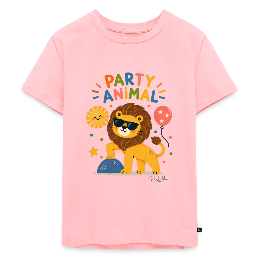 Kinder Premium T-Shirt Party Animal Löwe - Rosa
