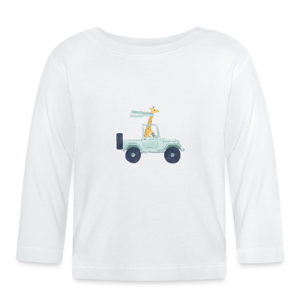 Baby Langarmshirt Giraffe in Jeep - Weiß