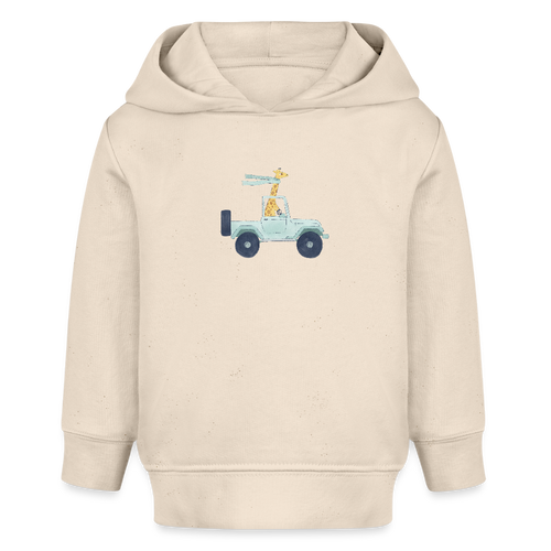 Bio Hoodie BABY CRUISER Giraffe in Jeep - Weißgrau