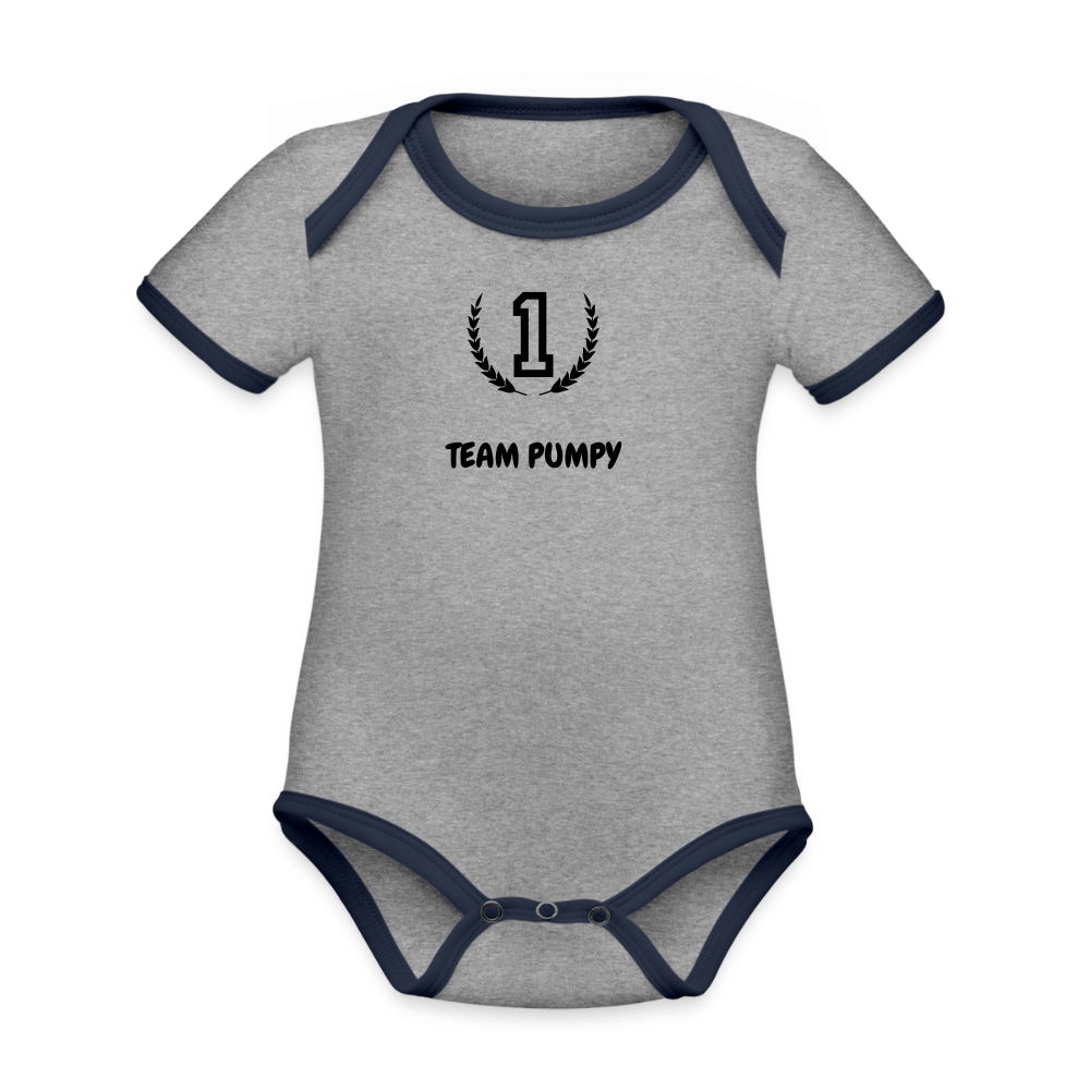 Baby Bio-Strampler Team Pumpy No.1 - Grau meliert/Navy