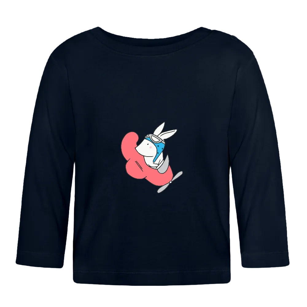 Baby Langarmshirt Rabbit in Airplane - Navy