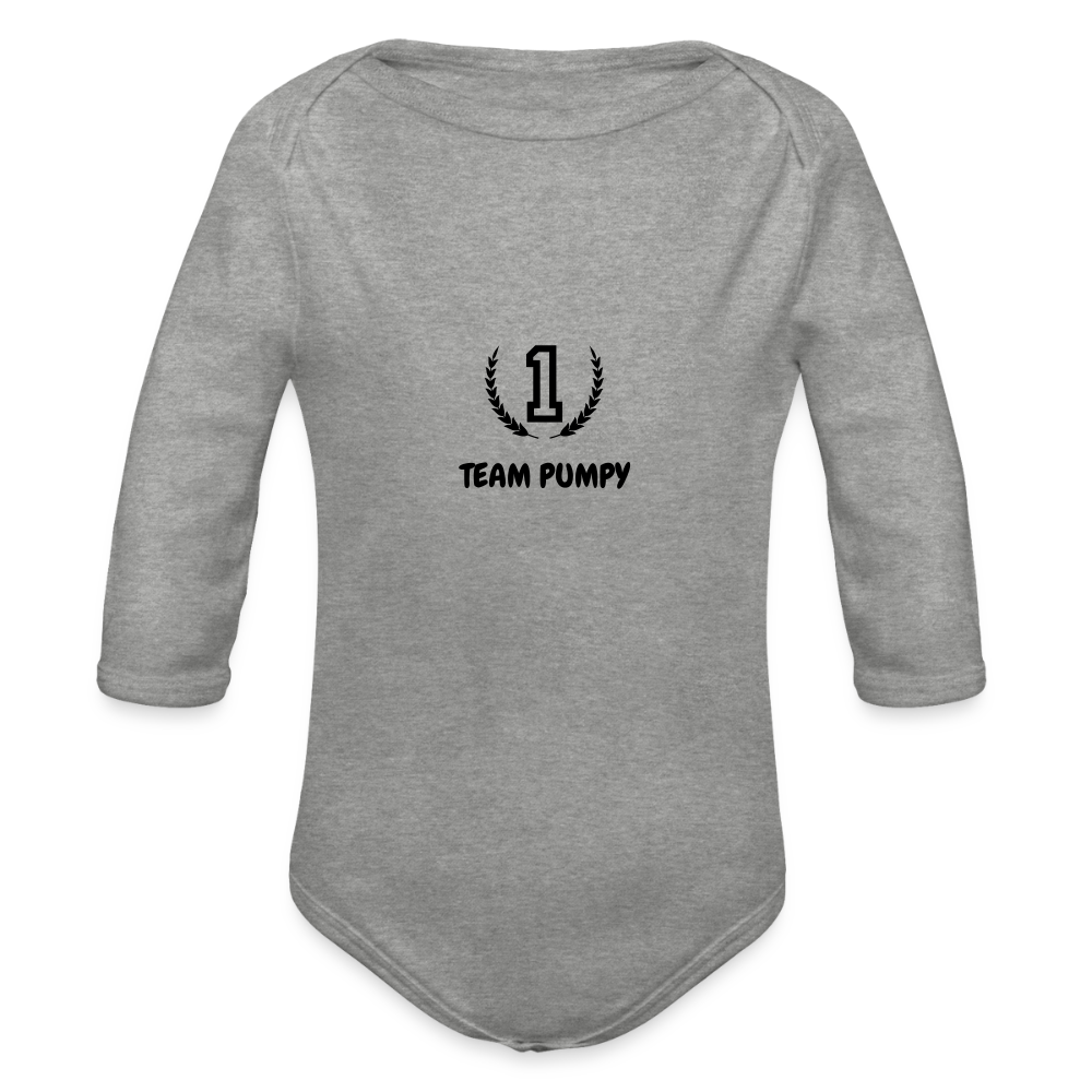 Baby Bio Body mit langem Arm Team Pumpy No. 1 - Grau meliert