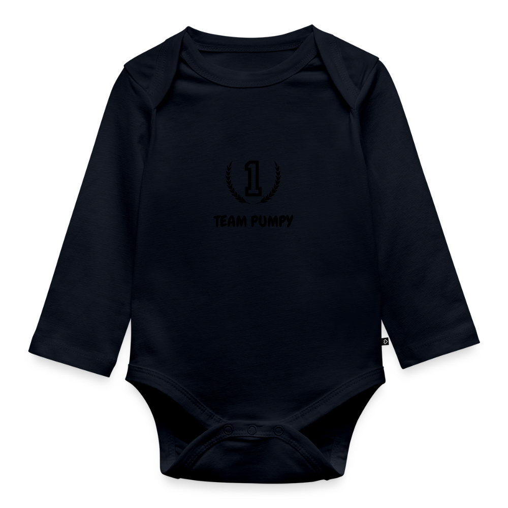 Baby Bio Body mit langem Arm Team Pumpy No. 1 - Navy