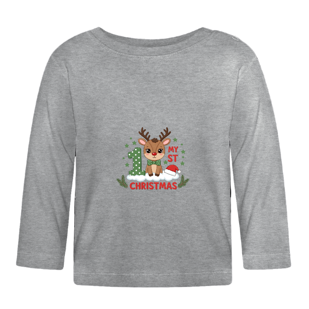 Baby Langarmshirt My 1st Christmas - Grau meliert