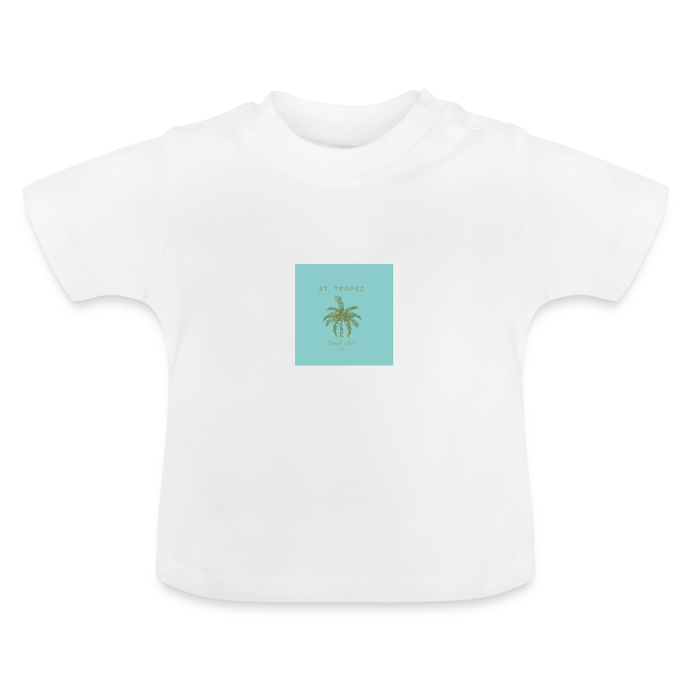 Baby T-Shirt St. Tropez Beachclub türkis - Weiß