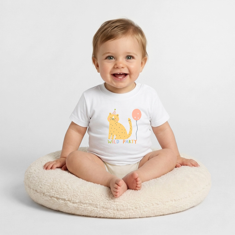Baby T-Shirt Wild Party Leopard - Weiß