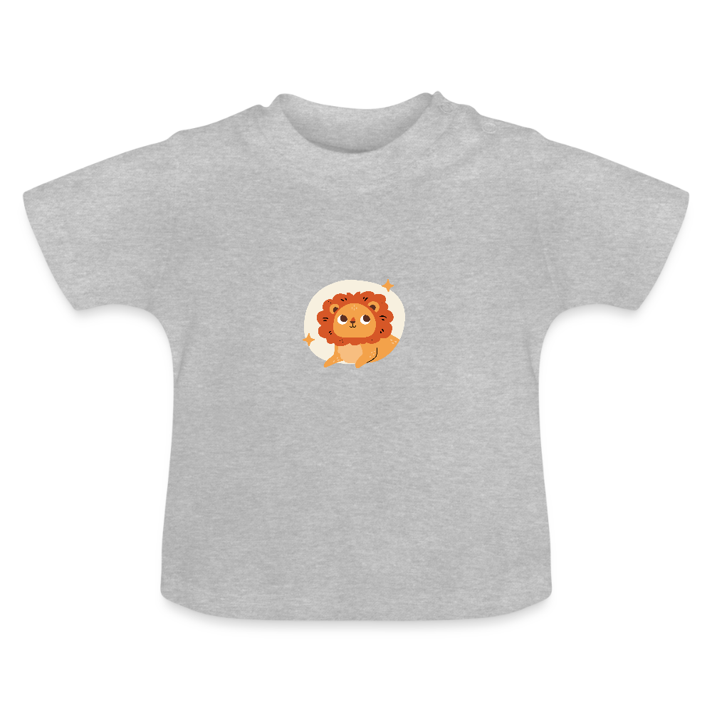 Baby T-Shirt mit kurzem Arm - Sternzeichen Löwe 01 - Grau meliert