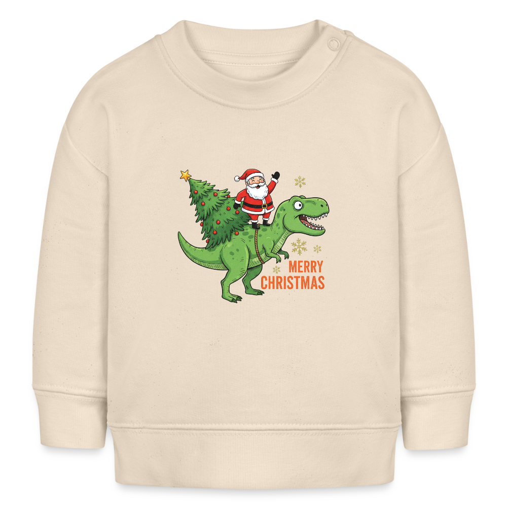 Bio-Sweatshirt Merry Xmas DINO - Weißgrau