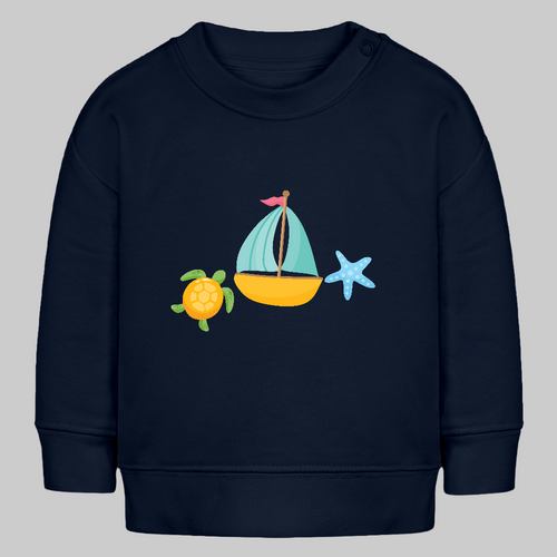 Bio-Sweatshirt Segelboot - Navy