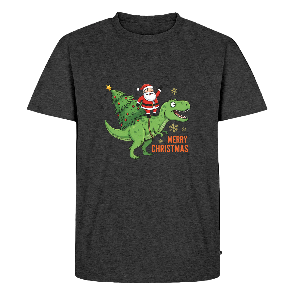 Männer Premium T-Shirt Santa TRex - Anthrazit meliert
