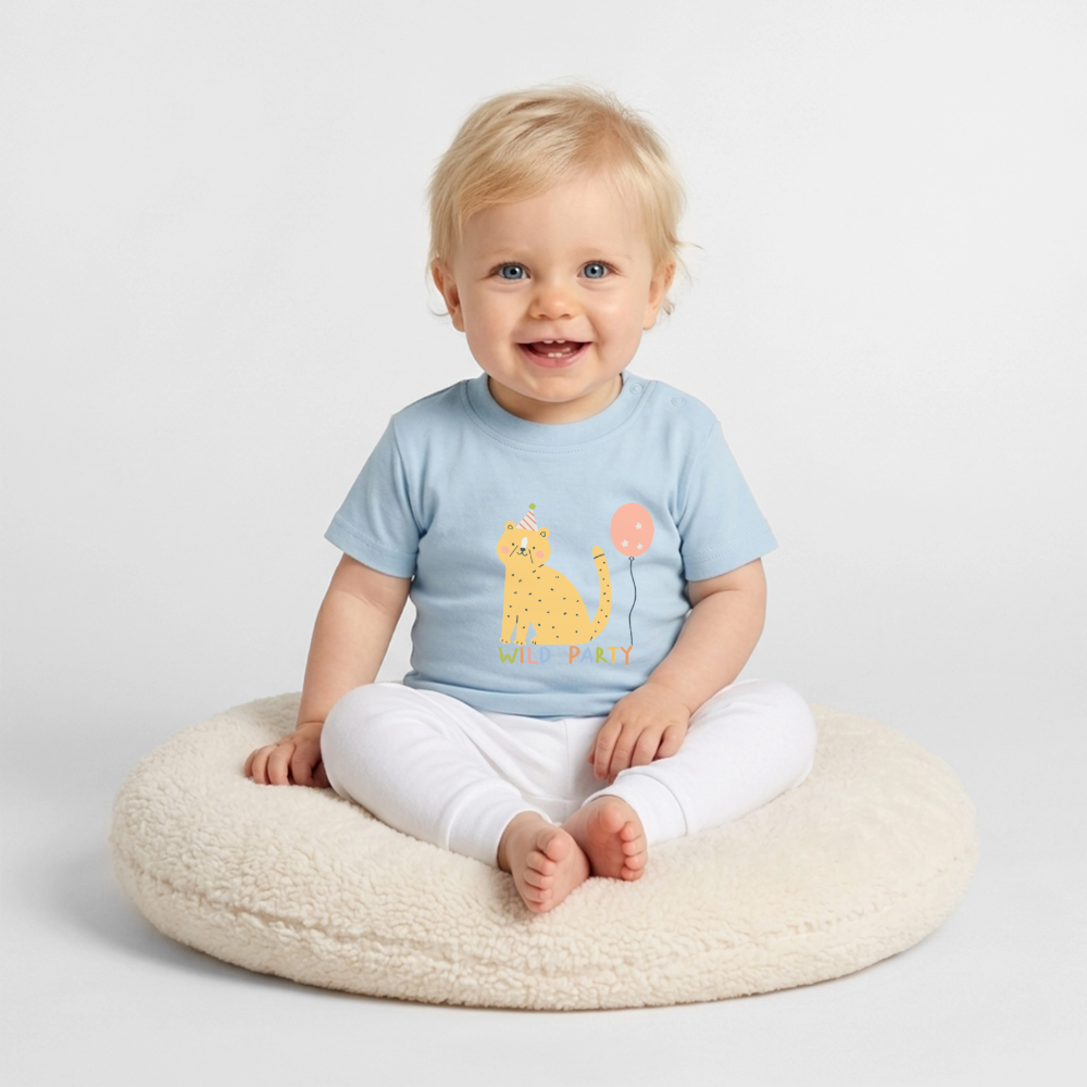 Baby T-Shirt Wild Party Leopard - Hellblau