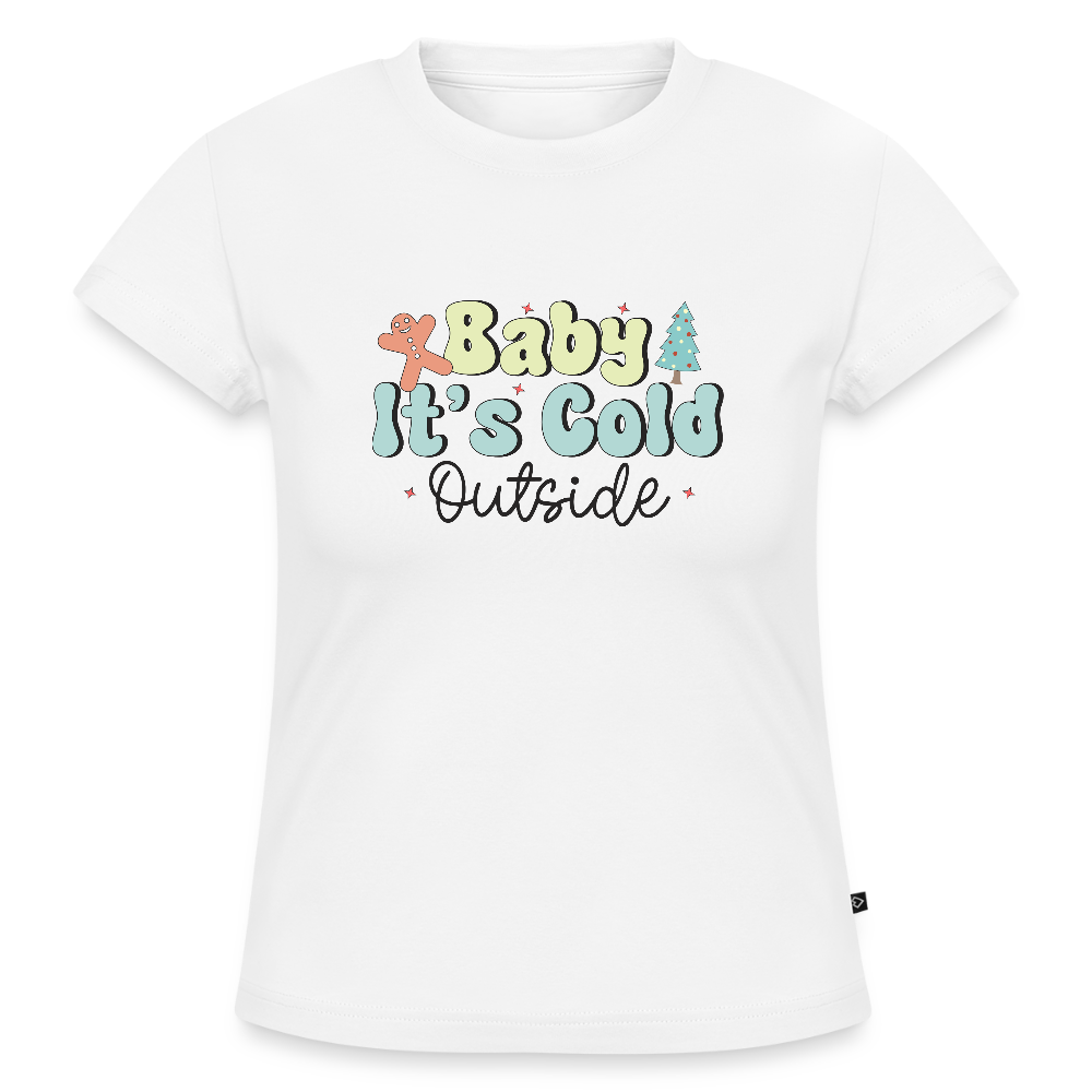 SLIM FIT Frauen Organic T-Shirt Baby is cold outside - Weiß