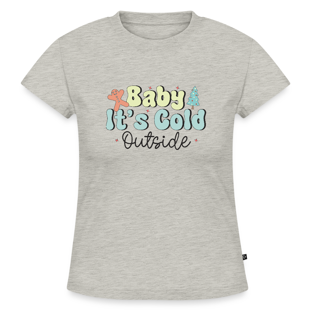 SLIM FIT Frauen Organic T-Shirt Baby is cold outside - Grau meliert